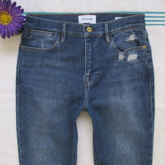 FRAME Denim Jeans Size 28 Le High Skinny Distressed - Picture 7 of 13